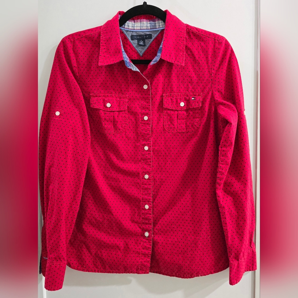 Red Polka Dot Button-Up Shirt